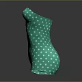 Stylish Green Strapless Dress With White Polka Dots For Women