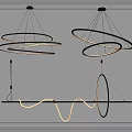 Modern Pendant Lights With Circular And Curved LED Illumination For Interior Decor