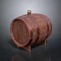 Decorative Ornament Set With Wooden Barrel Metal Hoops Stand And Small Top Lid