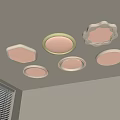 Modern Illuminated Ceiling Lights With Various Shapes On White Ceiling 3d model