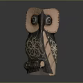 Handcrafted Wooden Owl Carving With Intricate Floral Patterns And Sitting Posture Decorative Figurine