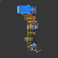Industrial Grinding Machinery With Yellow Base Blue Motor And Belt Drive