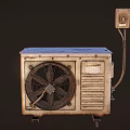 Outdoor Air Conditioner Fan With Metal Casing Wired Connection And Control Panel 3d model
