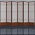 Swing Open Panels Folding Screen With Black Frame And Transparent Design 3d model