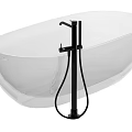 Modern Transparent Freestanding Bathtub With Black Faucet And Handheld Shower