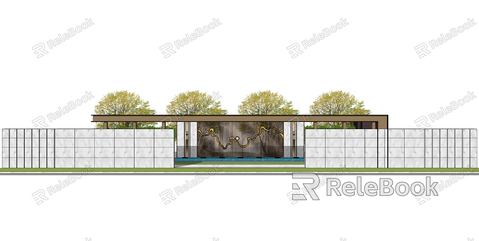 New Chinese Style Entrance Door Pavilion model