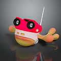 Cute Cartoon Game Movie Character With Red Body Large Black Eyes And White Antenna