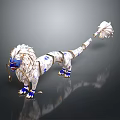 White Lion With Blue Face Gold Accents And Fan Shaped Tail Decorations