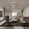 Elegant Modern Living Dining Room Interior With Pink Sofa And Marble Dining Table