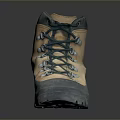 Beige Hiking Boots With Green Laces And Thick Durable Sole For Outdoor Activities