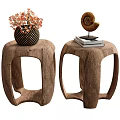 Log Stool Low Stool Shoe Stool Flower Rack Coffee Table Side Table Low Table Round Stool Vase Flower Ornaments 3d model