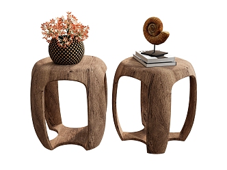 Log Stool Low Stool Shoe Stool Flower Rack Coffee Table Side Table Low Table Round Stool Vase Flower Ornaments 3d model