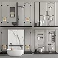 Modern Shower Sauna Bathroom Interior With Glass Enclosures Marble Walls And Towel Racks