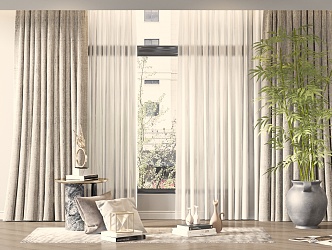 modern curtain fabric curtain gauze curtain 3d model