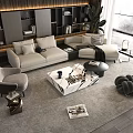Sofa Coffee Table Combination Sofa Coffee Table Multi-person Corner Sofa Living Room 3d model