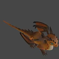 Cute Orange Baby Dragon Game Movie Character With Green Eyes And Wings