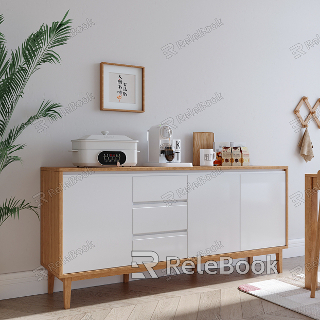 Nordic Sideboard Solid Wood Sideboard Simple Storage Cabinet model