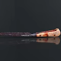 Vintage Handcrafted Knife With Weathered Blade And Speckled Wooden Handle