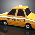 Yellow Pixel Art Taxi Car With Roof Sign And Body Lettering