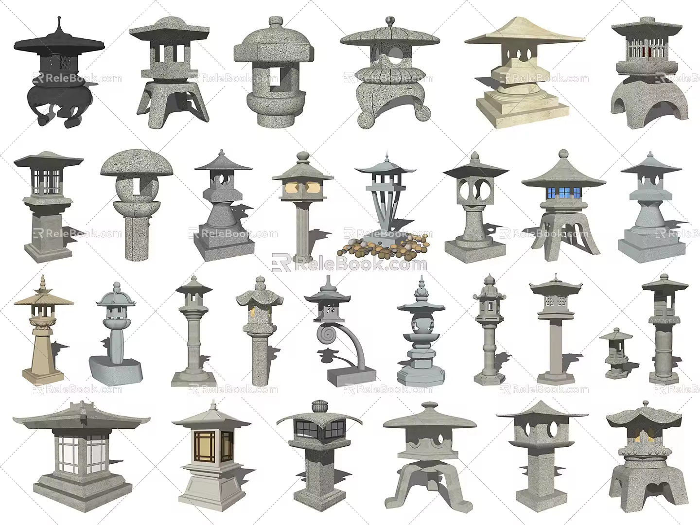 Chinese landscape lamp stone lantern floor lamp landscape lamp 3d model
