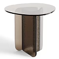 Modern Round Glass Top Coffee Table With Brown Textured Base Design 3d model