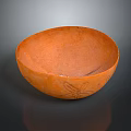 Handcrafted Orange Clay Bowl With Intricate Sculptural Carved Patterns And Smooth Surface