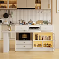 Modern Open Kitchen Interior With White Island Counter Dining Chairs And Cabinets