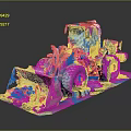 Functional Yellow Construction Loader Featuring Large Tires Front Bucket And Tools 3d model