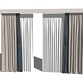 Modern Curtains Collection Featuring Gray White And Navy Blue Flowing Designs 3d model