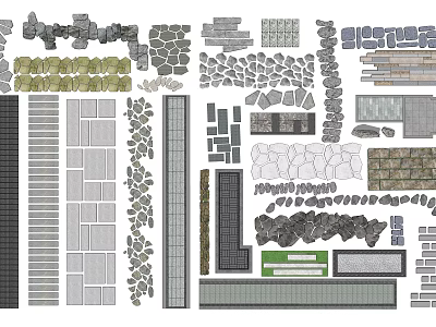 Garden Stepping Stones Design Collection Featuring Various Shapes And Natural Stone Materials 3d model