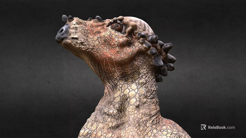 Game Movie Dinosaur Character With Spiked Head And Scaly Textured Skin 3d model 
