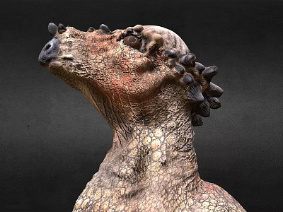 Game Movie Dinosaur Character With Spiked Head And Scaly Textured Skin 3d model