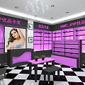 Clothing Store Interior Design With Window Display Mannequins Fitting Room Purple Accents Tables Chairs