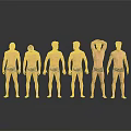 Shirtless Men In Various Poses With Black Shorts On Reflective Floor