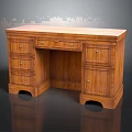 Traditional Wooden Office Desk With Multiple Drawers And Classic Design Elements