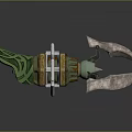 Decorative Green And Gold Mechanical Claw Weapon With Intricate Metal Parts Design