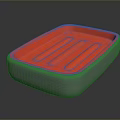 Red And White Rectangular Soap Dish Tray With Striped Design 3d model