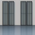 Modern Interior Hinged Doors With Glass Panels And Black Frames On White Wall 3d model