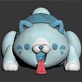 Cute Soft Blue And White Cat Plush Toy With Sticking Out Red Tongue