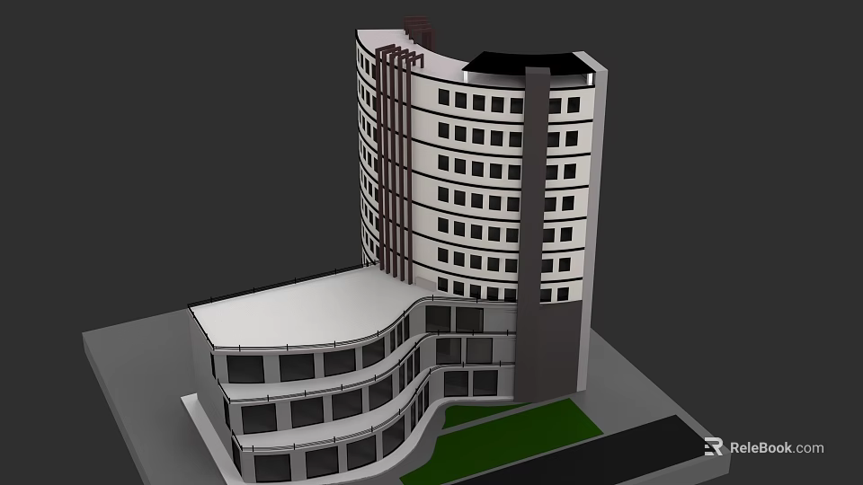Modern Residential Building Exterior With Multiple Floors Curved Structure And Large Windows 3d model