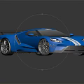 Modern Blue Sports Car With White Stripes Sleek Body Black Wheels And Rear Spoiler
