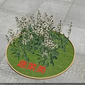 White Vegetable Plants on Round Green Display Stand with Vegetable Category Label 3d model