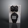 Electrical Control Device With Wooden Base Two Black Knob Switches And Meter Gauge