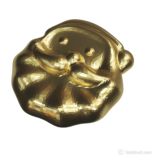 Golden Santa Claus Face Decorative Ornament With Beard And Nose 3d model 