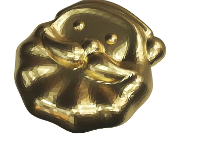 Golden Santa Claus Face Decorative Ornament With Beard And Nose 3d model