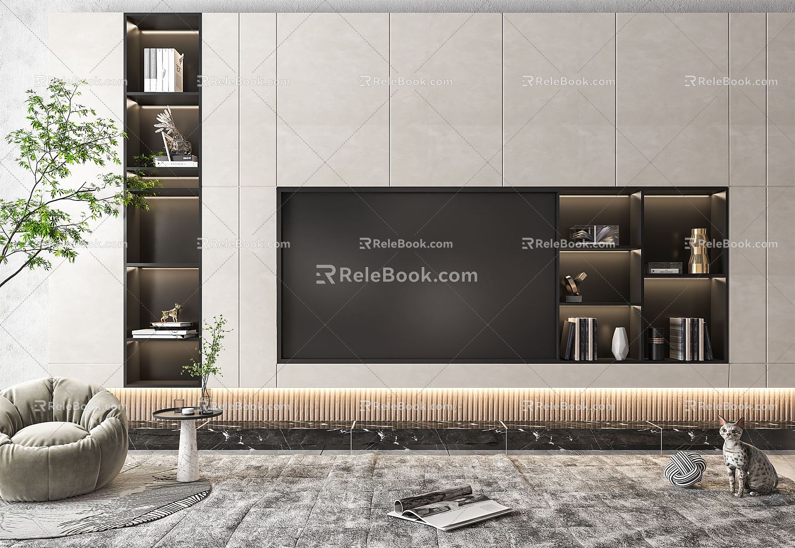 Modern TV Background Cabinet 3d model