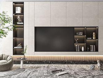 Modern TV Background Cabinet 3d model