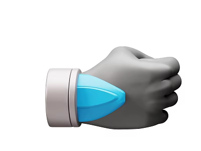 Gray Fist Design With Blue Pointed Object On Wrist And Mechanical Style 3d model