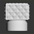 Woman Adorning Transparent Geometric Cube With Polished Metal Base