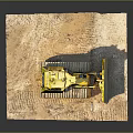 Yellow Tracked Bulldozer Working On Muddy Construction Site With Front Blade